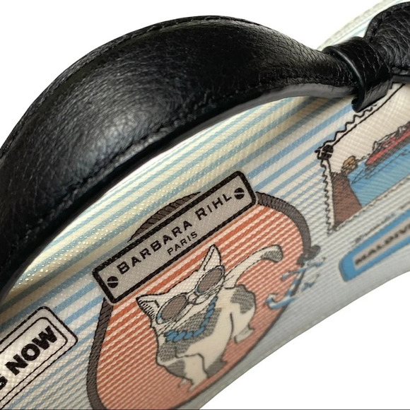 Barbara Rihl Striped Clutch Wallet w/ Handle París Maldives Travel Nautical Cat - Picture 3 of 6